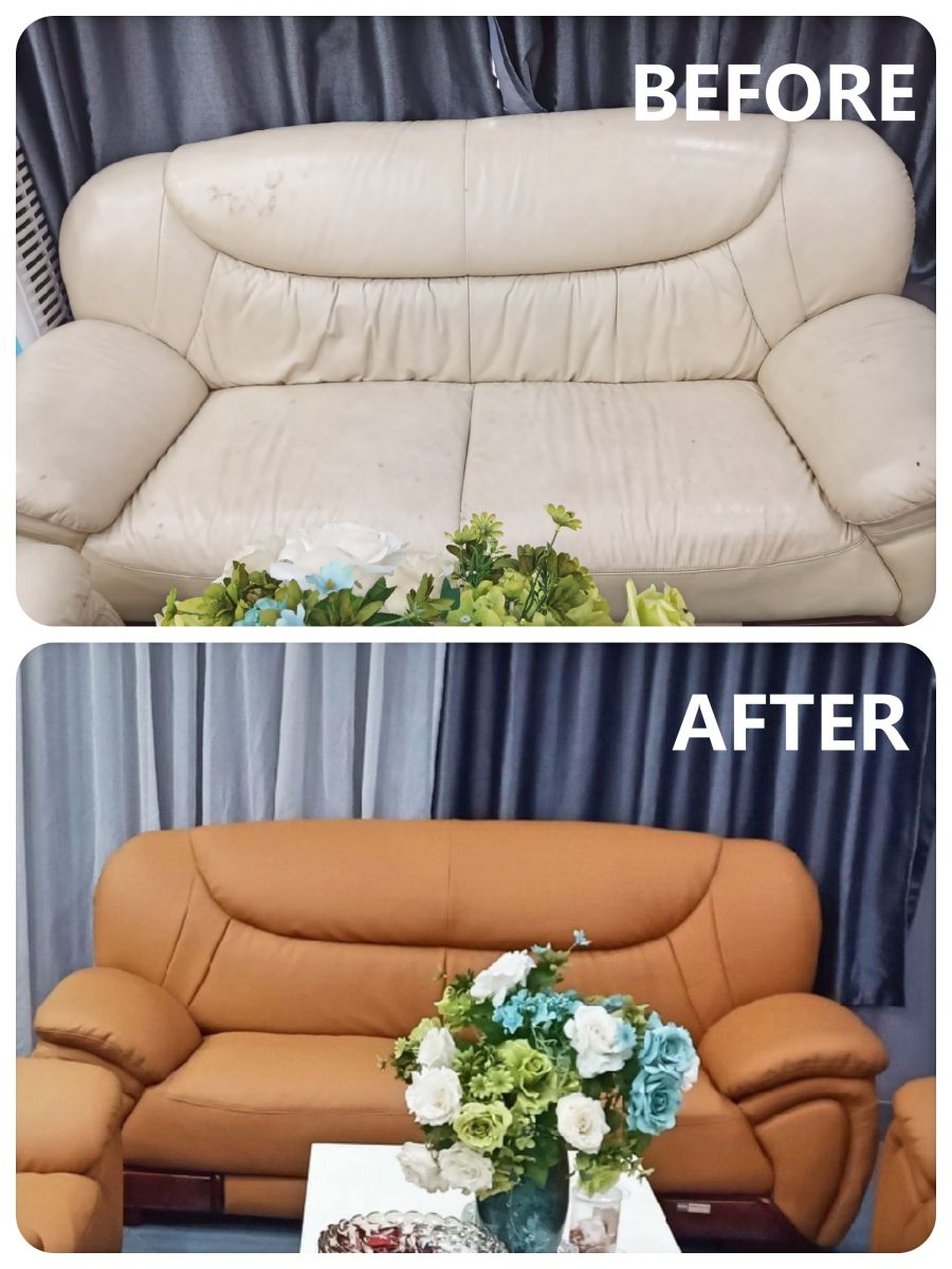 ảnh bộ ghế sofa đơn trước và sau khi sửa chữa