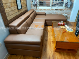 Bọc ghế sofa da rách cho khách hàng tại Long Biên