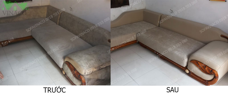 Thay đổi hoàn toàn một bộ ghế sofa cũ bằng dịch vụ bọc ghế sofa của Vinaco